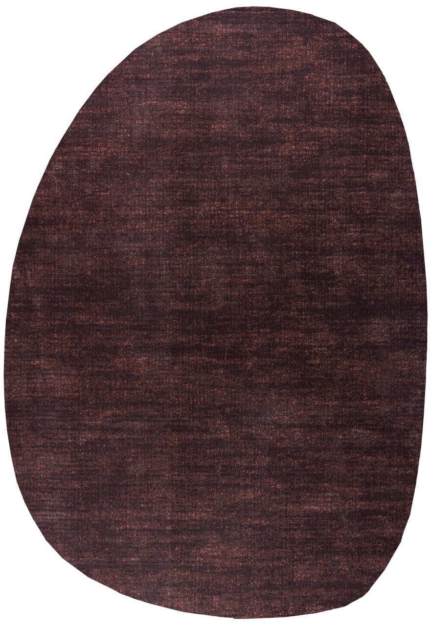 Tapis ras aubergine Tapison Home Torino, en forme de galet