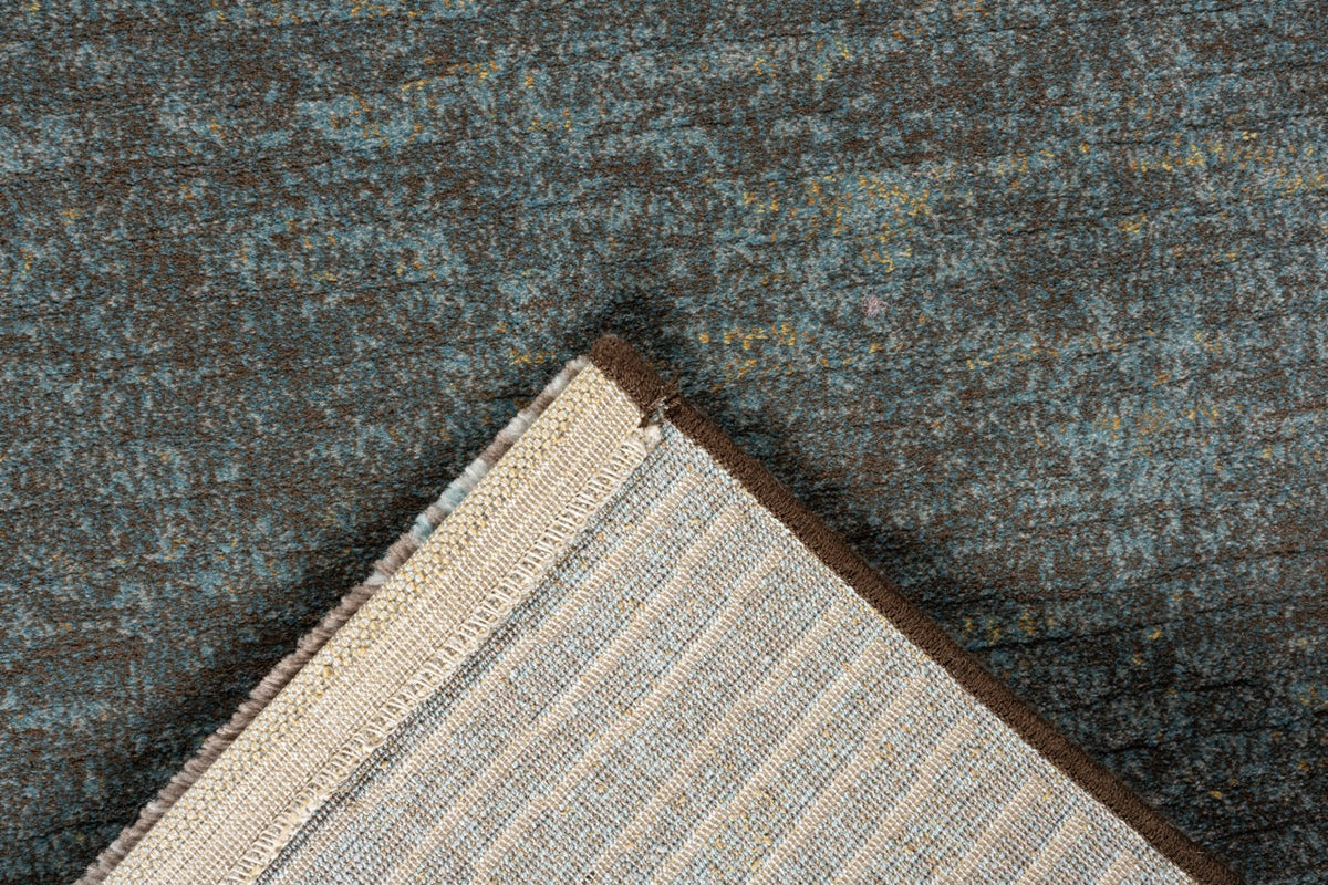 Tapis bleu canard et brun Tapison Home Torino, détail
