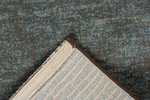 Tapis bleu canard et brun Tapison Home Torino, détail