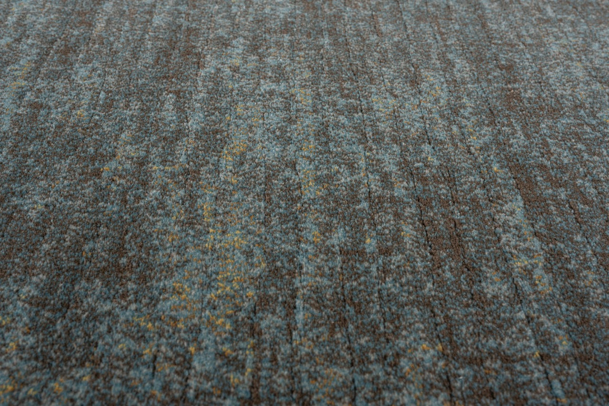 Tapis bleu canard et brun Tapison Home Torino, détail