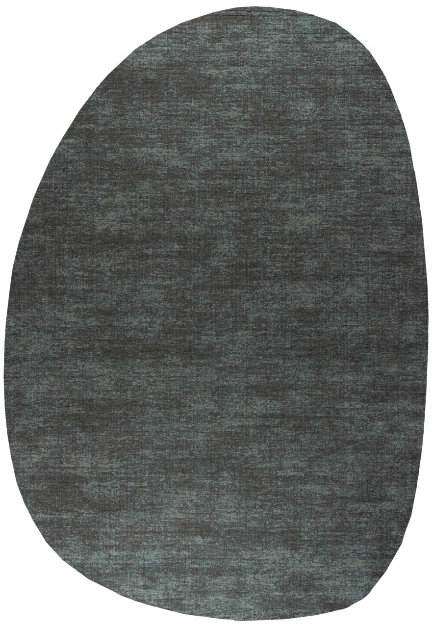 Tapis bleu canard et brun Tapison Home Torino, en forme de galet