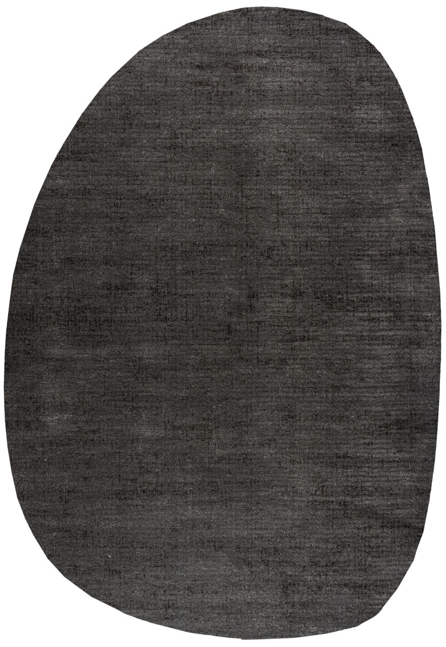 Tapis ras anthracite Tapison Home Torino, en forme de galet
