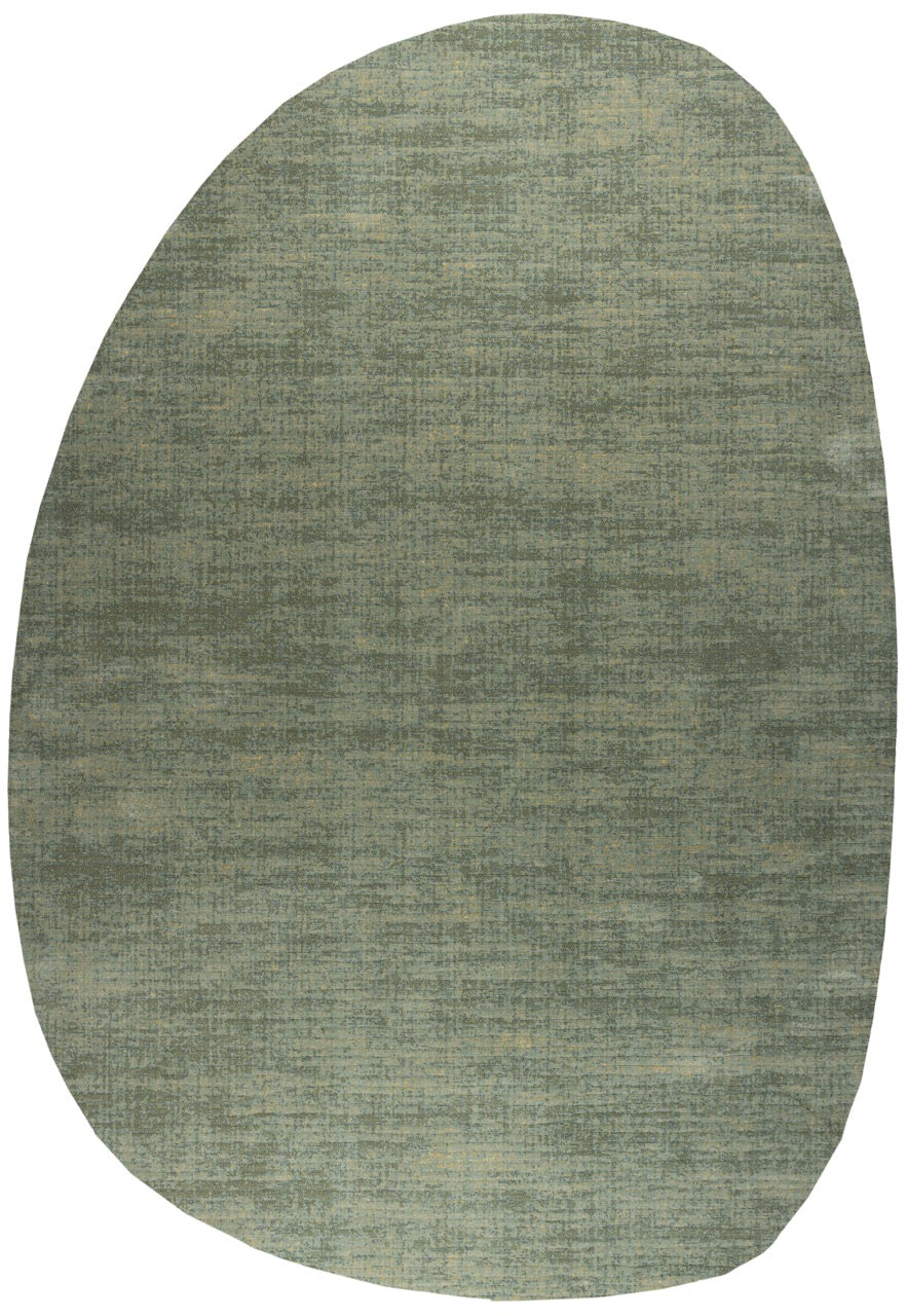 Tapis vert sauge Tapison Home Torino, en forme de galet