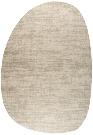 Tapis ras beige sable Tapison Home Torino, en forme de galet