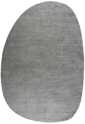 Tapis ras gris flanelle Tapison Home Torino, en forme de galet