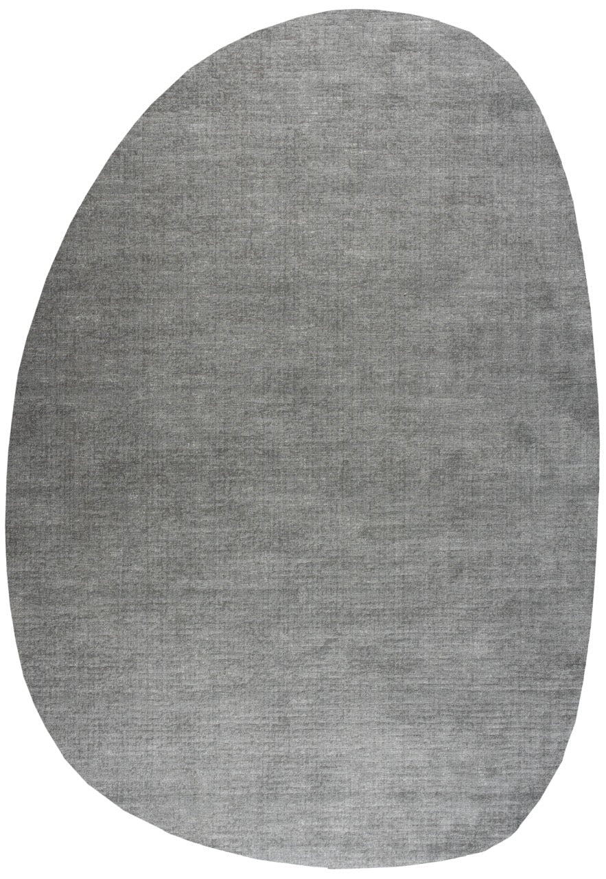 Tapis ras gris flanelle Tapison Home Torino, en forme de galet