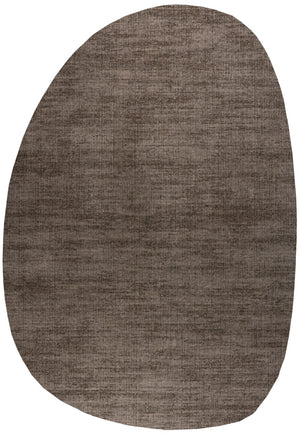 Tapis ras taupe Tapison Home Torino, en forme de galet
