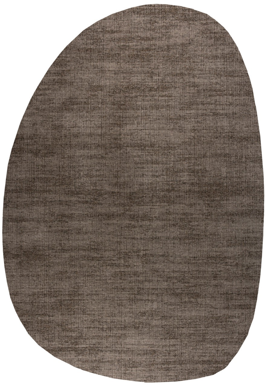 Tapis ras taupe Tapison Home Torino, en forme de galet
