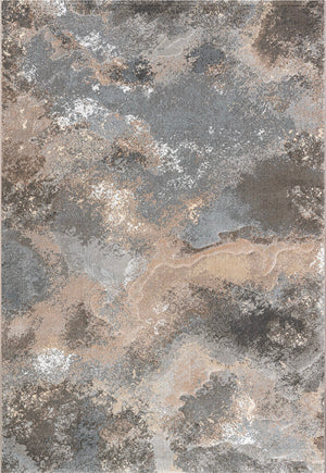 Tapis Tapison Home Torino 063.0934.3293 vu du dessus, motif abstrait de nuages en gris, sable et taupe