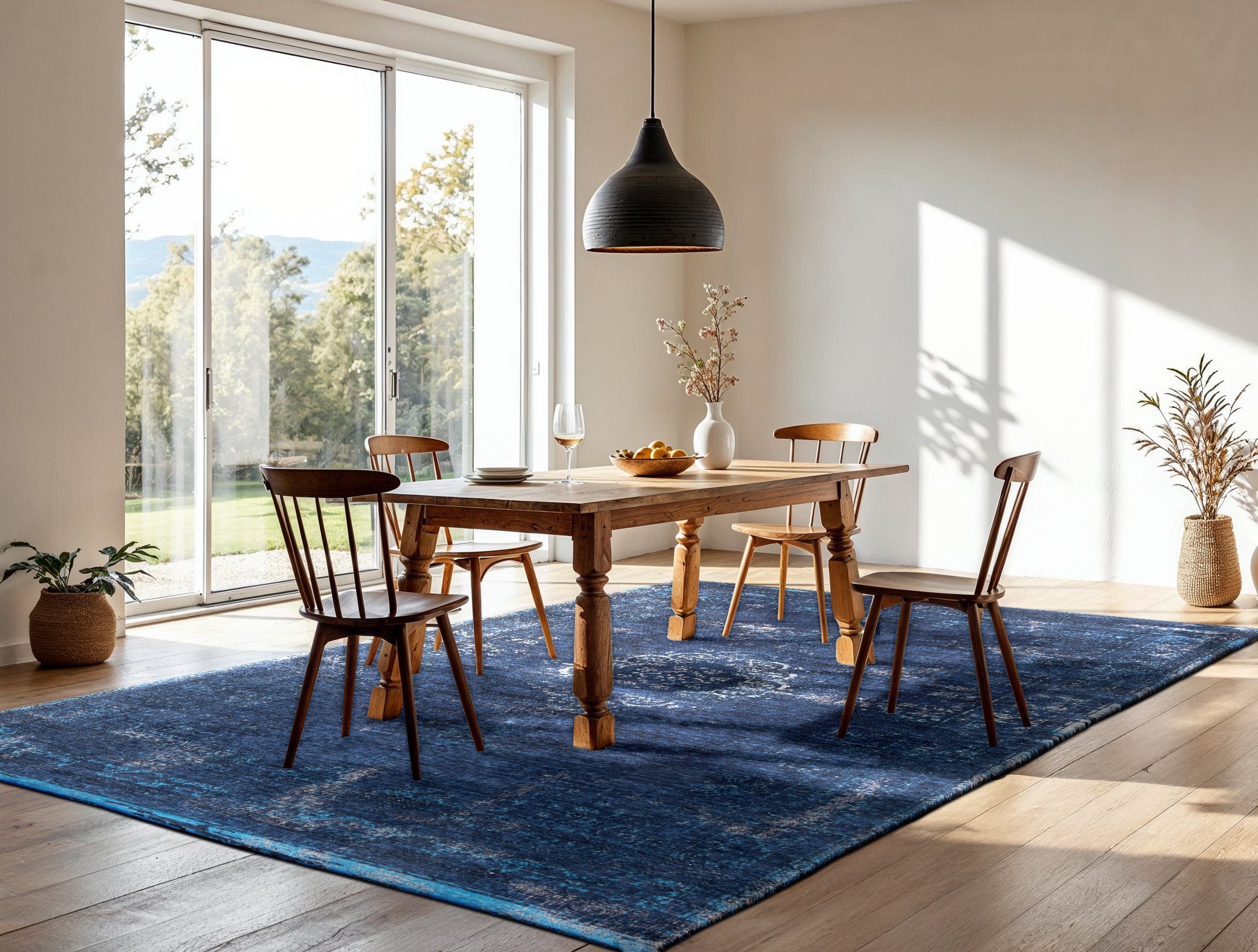 Louis de Poortere Fading World Medallion Blue Night 8254