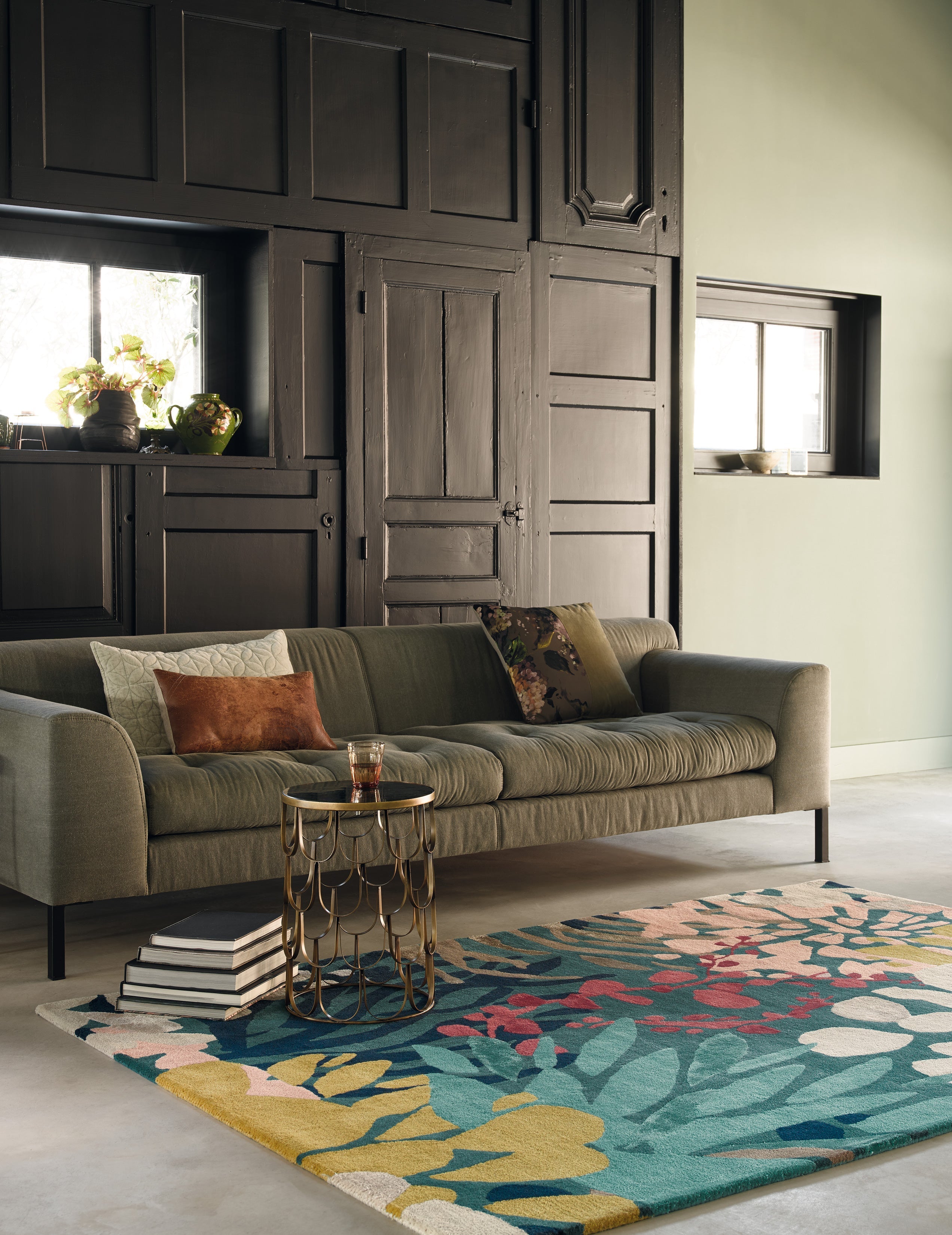  Brink & Campman Estella Submarine floral rug in modern living room - colorful wool area rug