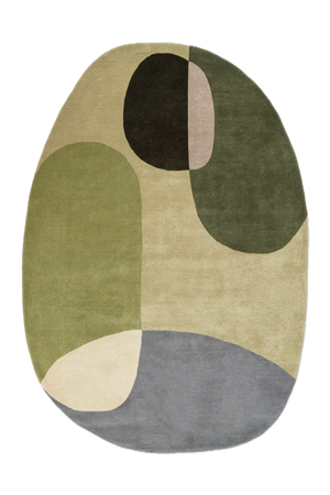 Tapis Brink & Campman Decor Miller Summer vert sauge, vert forêt et gris tourterelle, vue de dessus