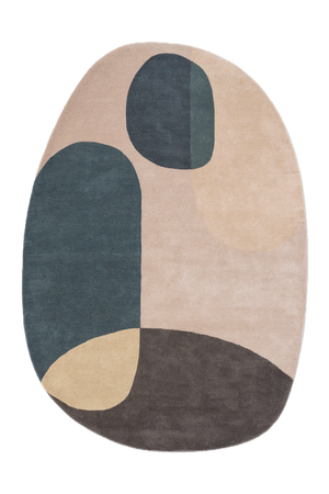 Tapis Brink & Campman Decor Miller Winter bleu pétrole, beige rosé et brun anthracite, vue de dessus