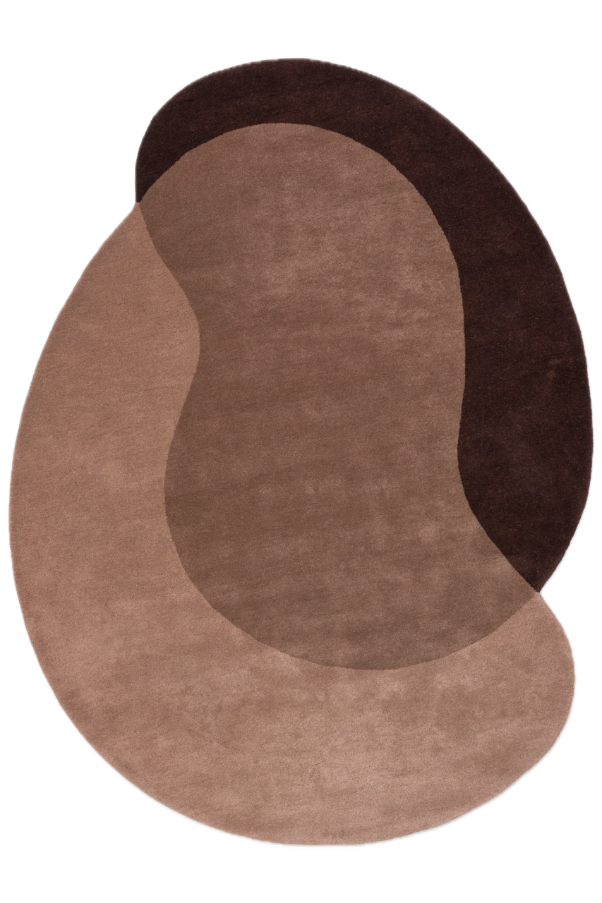 Tapis Brink & Campman Element Lane Red vieux rose, brun mauve et aubergine, vue de dessus