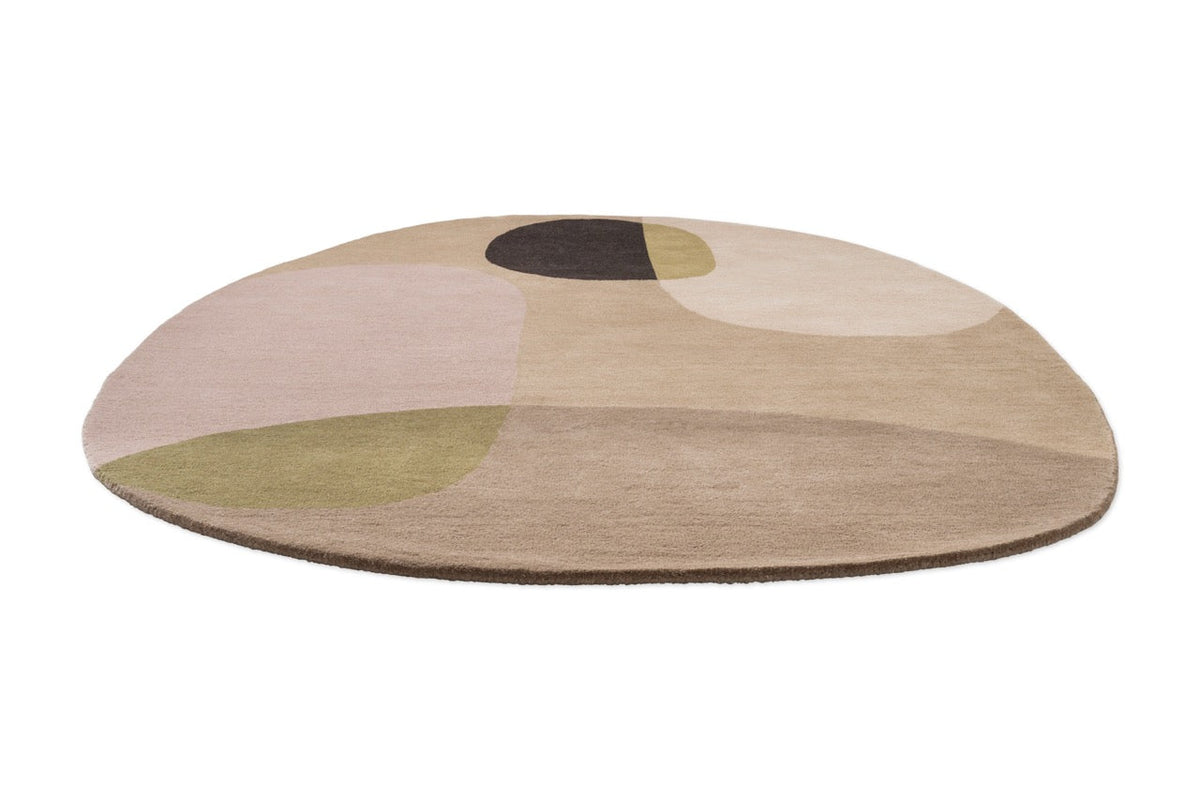 Tapis Brink & Campman Decor Miller Autumn beige sable, rose poudré et vert olive, vue en perspective