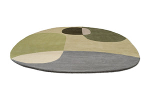 Tapis Brink & Campman Decor Miller Summer vert sauge, vert forêt et gris tourterelle, vue en perspective