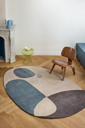 Tapis Brink & Campman Decor Miller Winter bleu pétrole, beige rosé et brun anthracite, dans un intérieur
