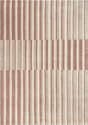 Tapis Brink & Campman Decor Pilar Blush vieux rose à rayures crème et grège, vue de dessus
