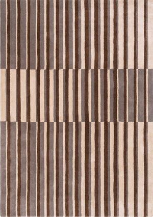 Tapis Brink & Campman Decor Pilar Taupe taupe à rayures brun chocolat et crème, vue de dessus