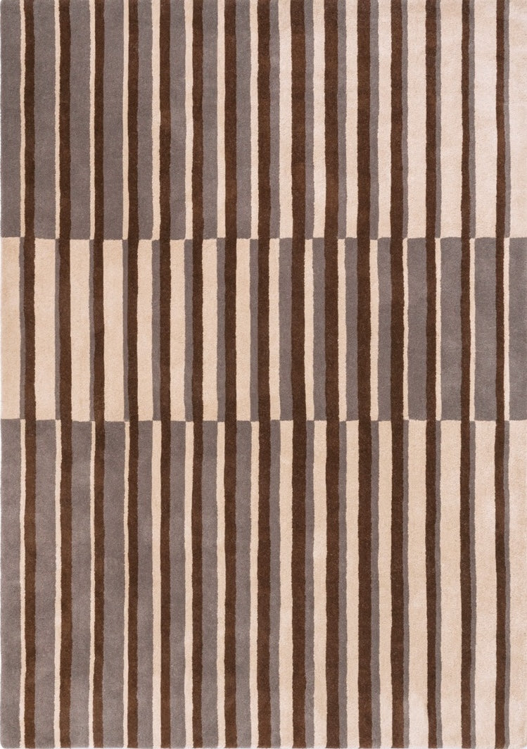 Tapis Brink & Campman Decor Pilar Taupe taupe à rayures brun chocolat et crème, vue de dessus