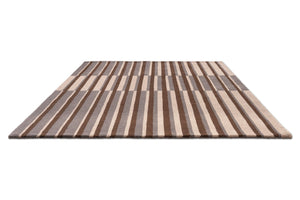 Tapis Brink & Campman Decor Pilar Taupe taupe à rayures brun chocolat et crème, vue en perspective