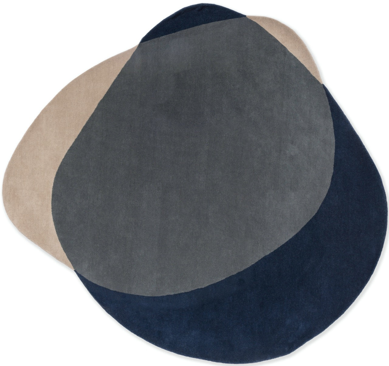 Brink & Campman Element Arp Blue rug styled in modern minimalist living room