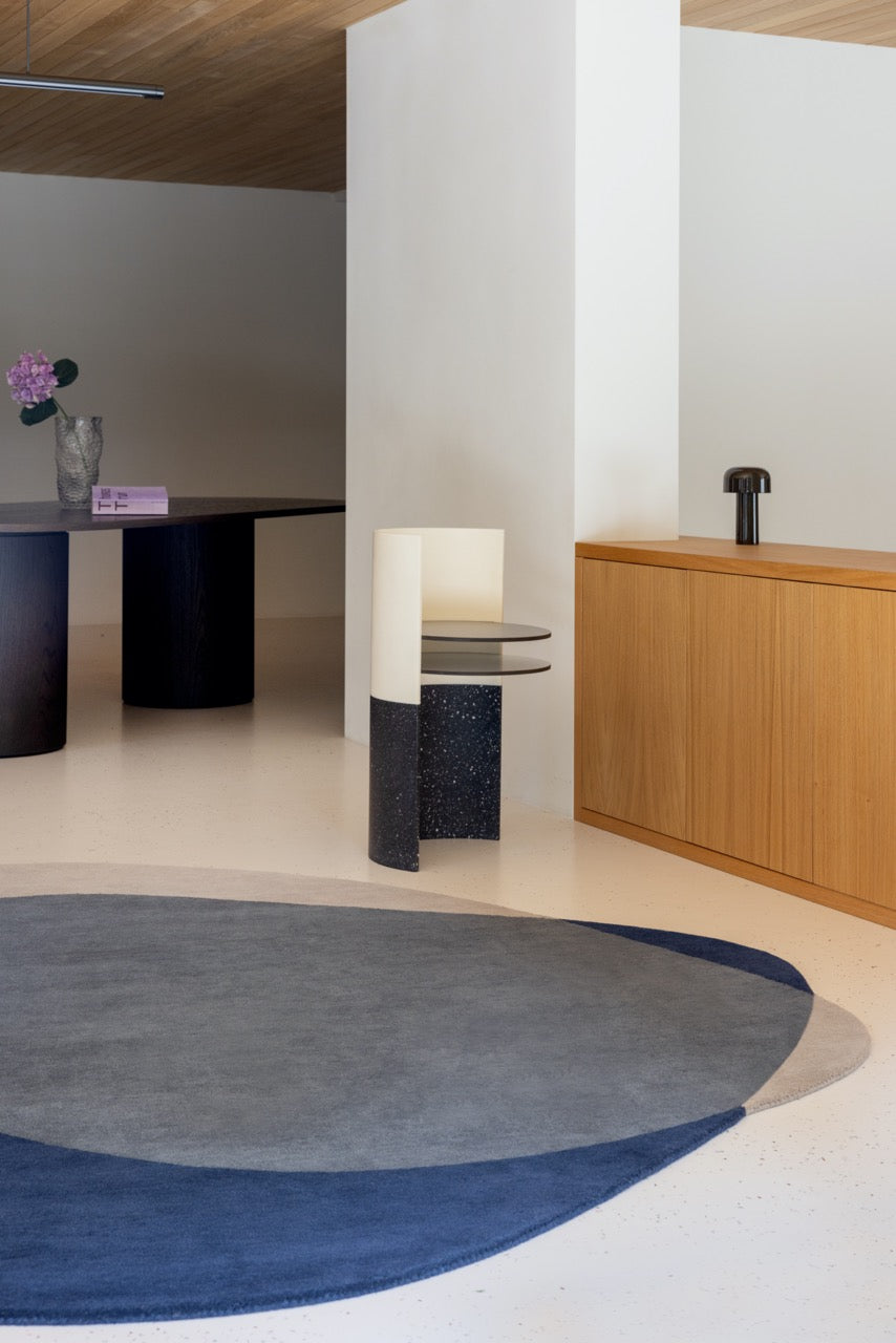  Close-up of sculptural wool texture on Arp Blue rug