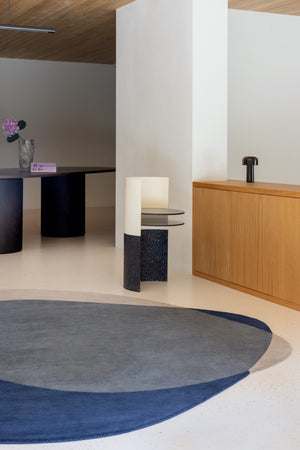  Close-up of sculptural wool texture on Arp Blue rug