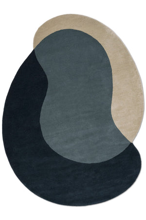 Tapis Brink & Campman Element Lane Blue bleu nuit, bleu ardoise et beige sable, vue de dessus