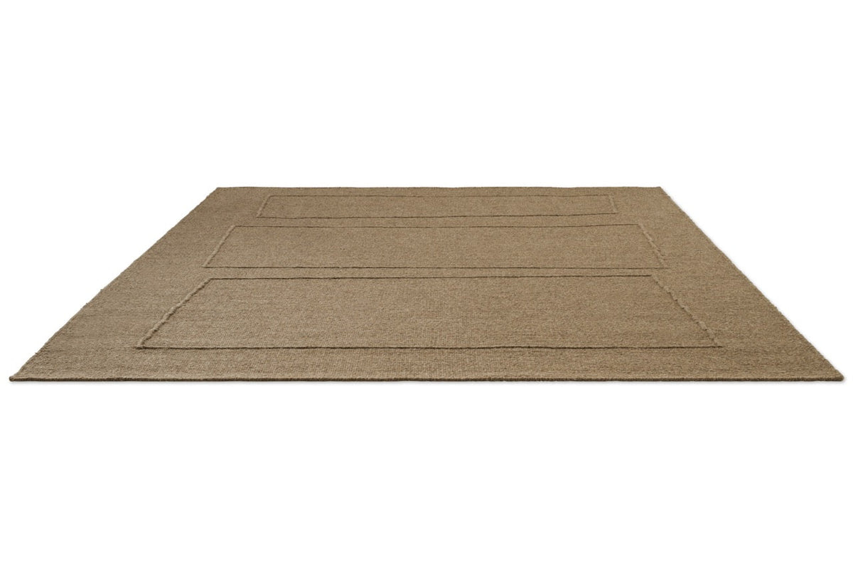 Tapis Brink & Campman Senso Blocks Fur Brown brun camel aux trois blocs en relief, vue en perspective
