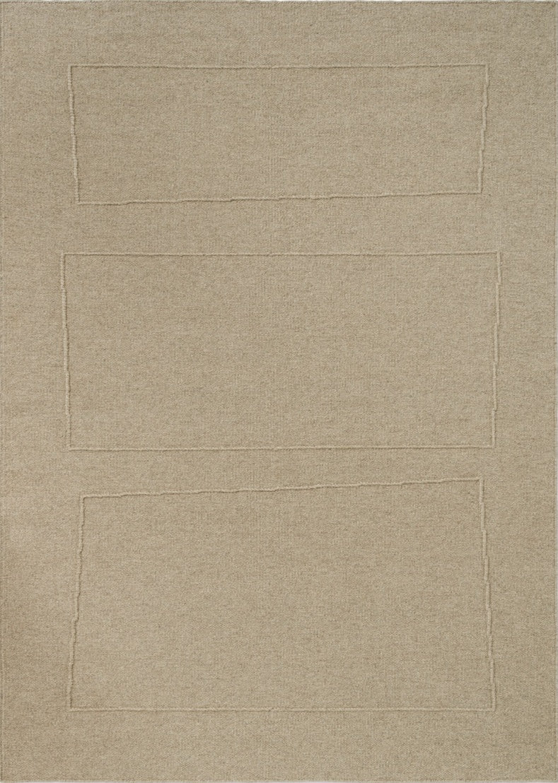 Tapis Brink & Campman Senso Blocks Natural beige sable aux trois blocs en relief, vue de dessus