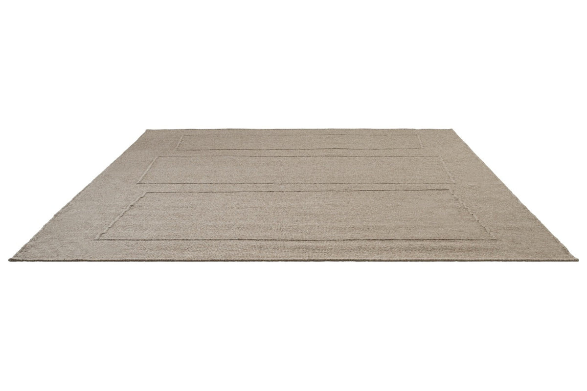 Tapis Brink & Campman Senso Blocks Soft Taupe taupe gris aux trois blocs en relief, vue en perspective