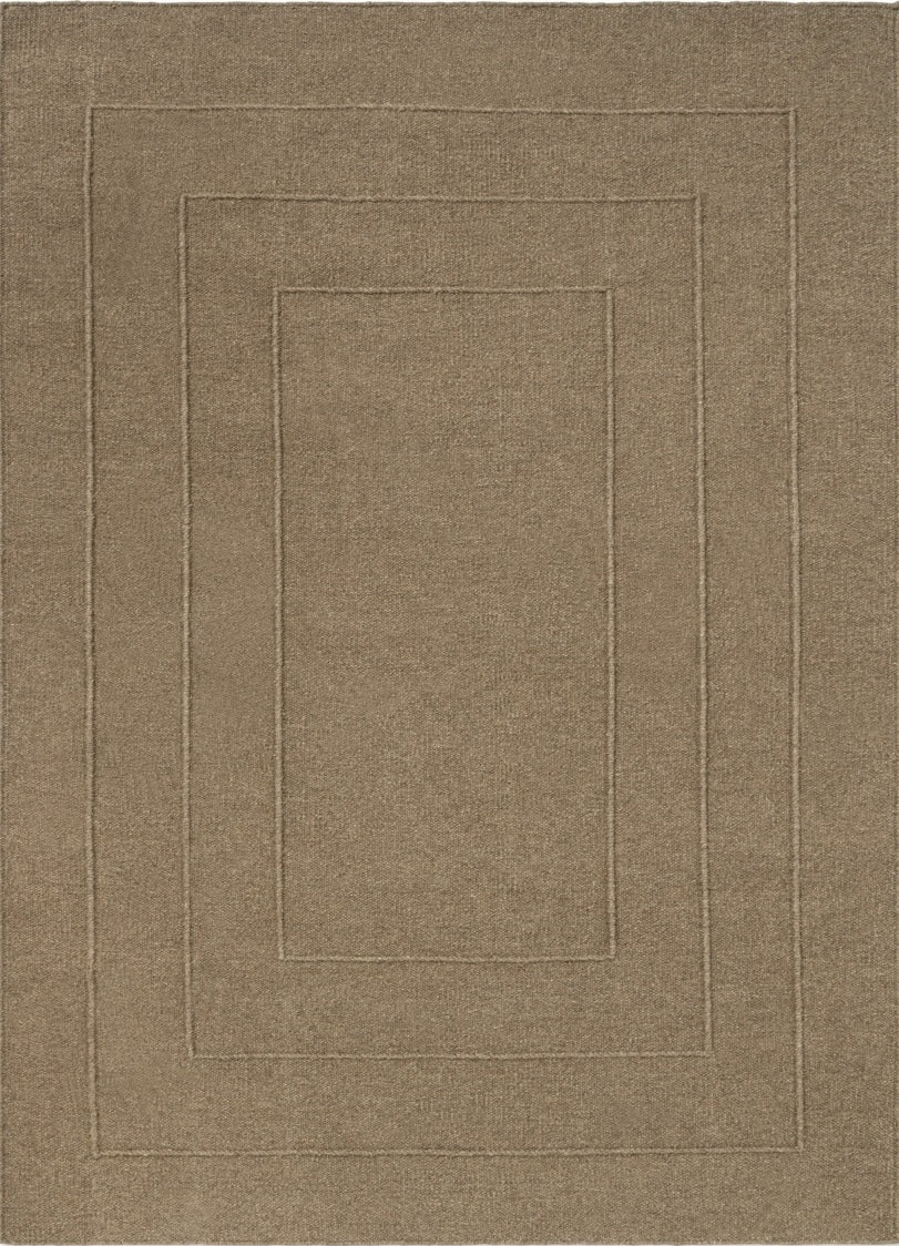 Tapis Brink & Campman Senso Border Fur Brown brun camel aux trois cadres en relief, vue de dessus