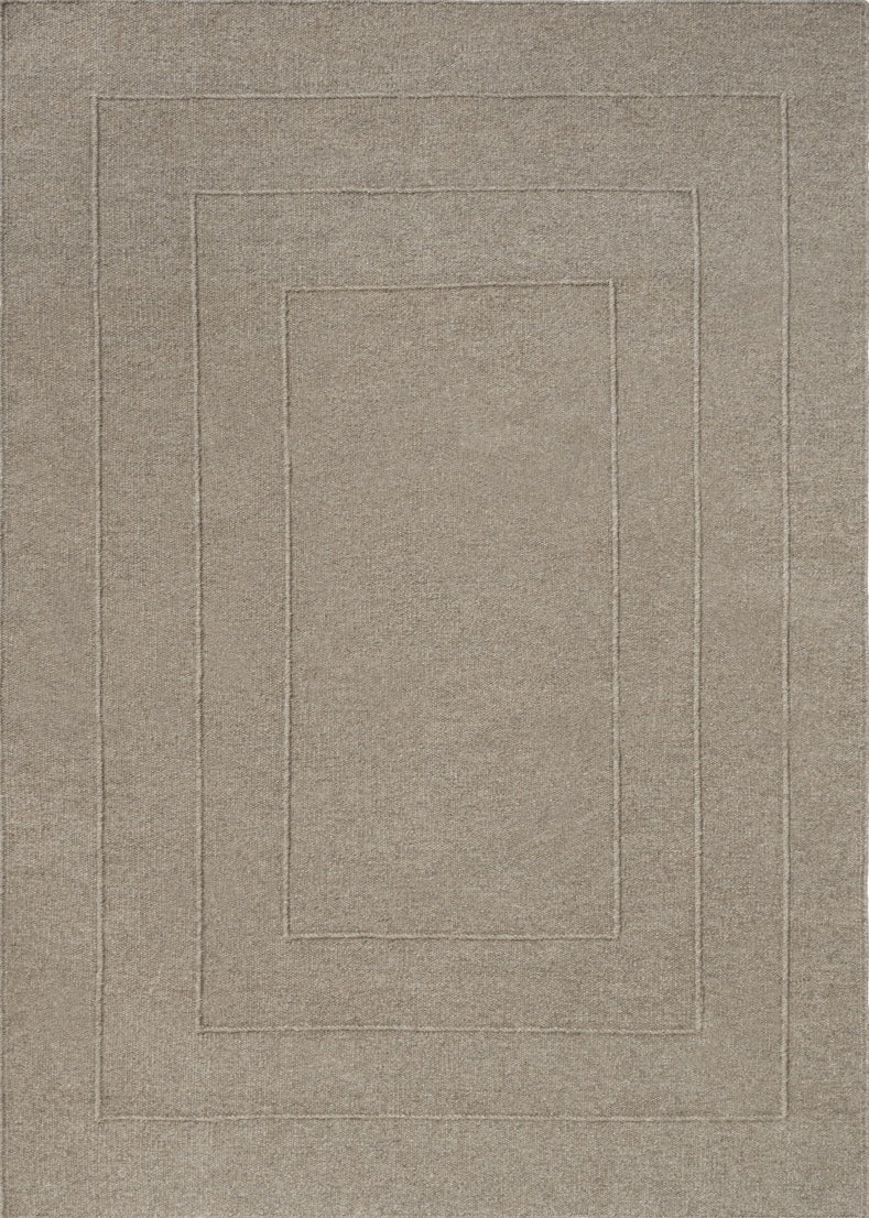 Tapis Brink & Campman Senso Border Soft Taupe taupe gris aux trois cadres en relief, vue de dessus