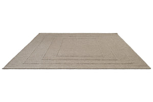 Tapis Brink & Campman Senso Border Soft Taupe taupe gris aux trois cadres en relief, vue en perspective