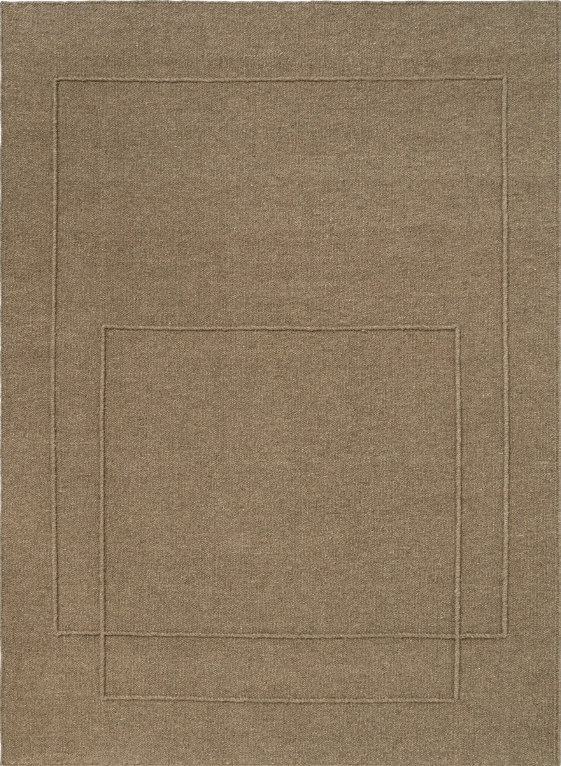 Tapis Brink & Campman Senso Level Fur Brown brun camel aux deux rectangles en relief, vue de dessus