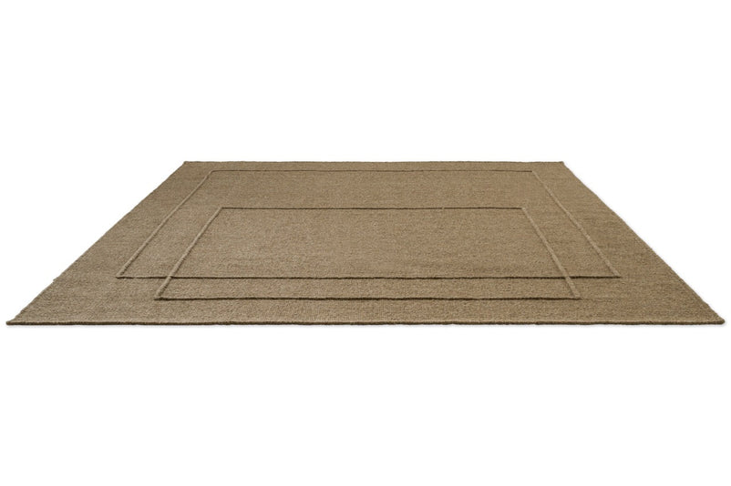 Tapis Brink & Campman Senso Level Fur Brown brun camel aux deux rectangles en relief, vue en perspective