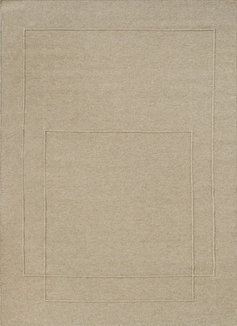 Tapis Brink & Campman Senso Level Natural beige sable aux deux rectangles en relief, vue de dessus
