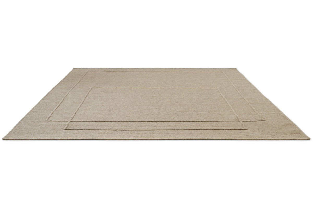 Tapis Brink & Campman Senso Level Natural beige sable aux deux rectangles en relief, vue en perspective