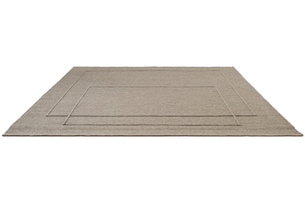Tapis Brink & Campman Senso Level Soft Taupe taupe gris aux deux rectangles en relief, vue en perspective