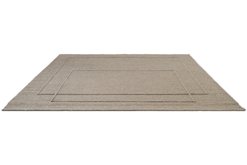 Tapis Brink & Campman Senso Level Soft Taupe taupe gris aux deux rectangles en relief, vue en perspective