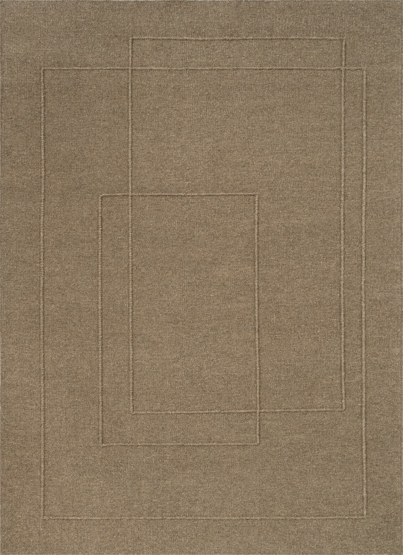 Tapis Brink & Campman Senso Planes Fur Brown brun camel aux rectangles superposés en relief, vue de dessus