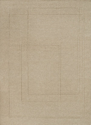 Tapis Brink & Campman Senso Planes Natural beige sable aux rectangles superposés en relief, vue de dessus