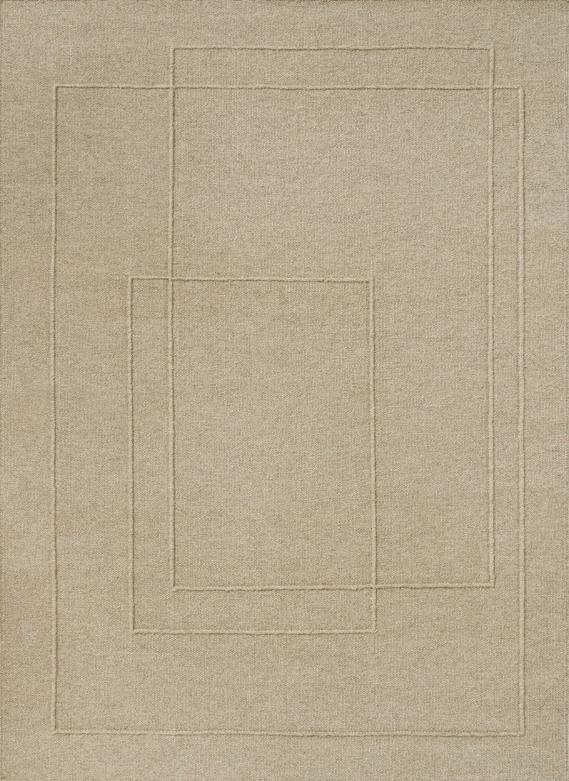 Tapis Brink & Campman Senso Planes Natural beige sable aux rectangles superposés en relief, vue de dessus