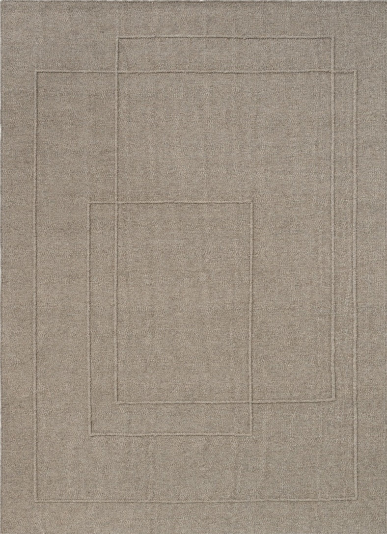 Tapis Brink & Campman Senso Planes Soft Taupe taupe gris aux rectangles superposés en relief, vue de dessus