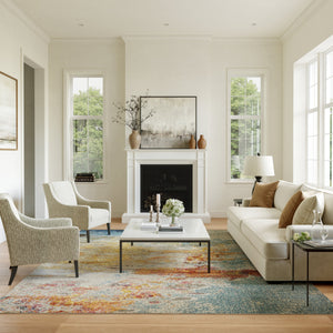  Nourison Celestial Sealife pastel rug in modern living room - easy-care synthetic area rug