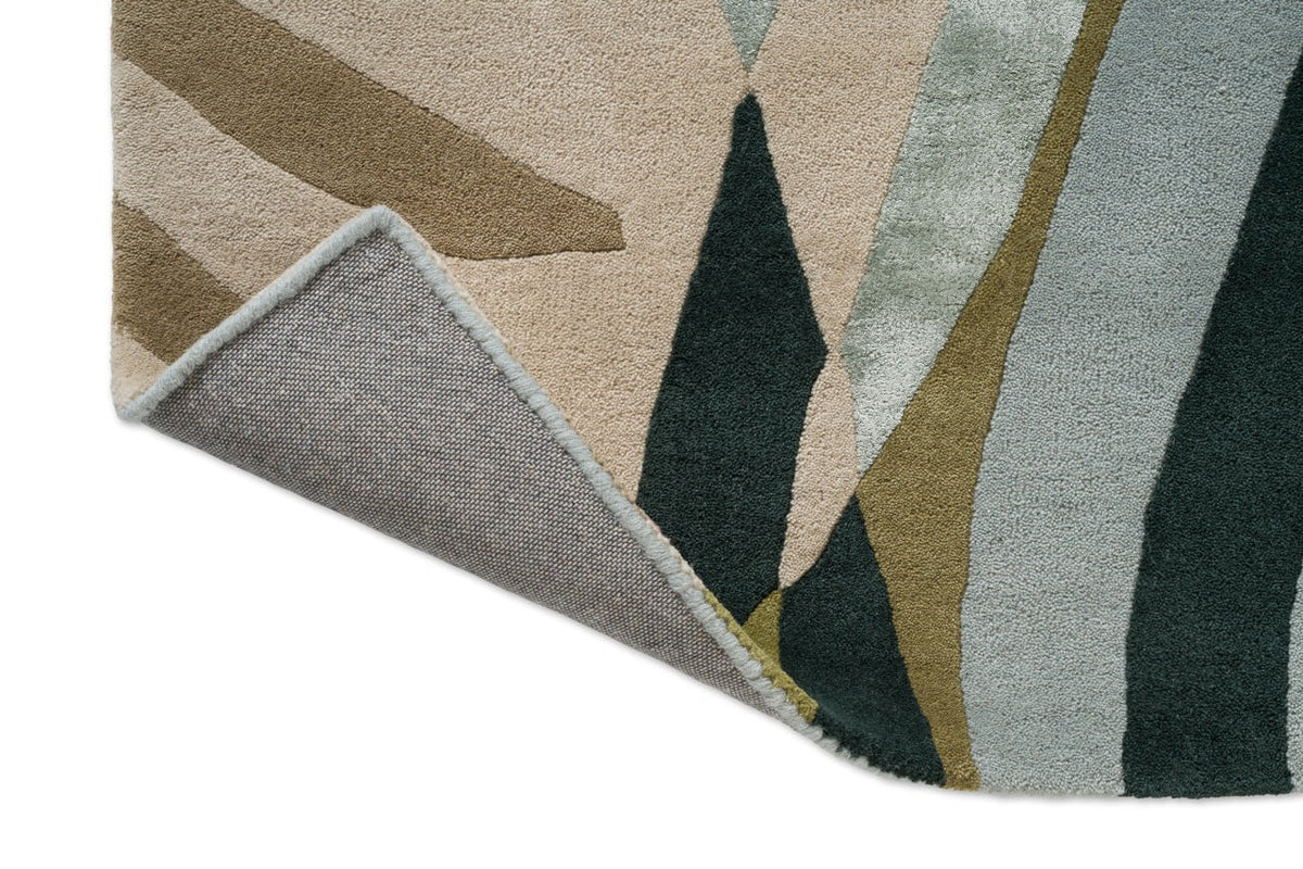 Tapis Harlequin Atelier Lagoon, détail de l'angle replié et du dos
