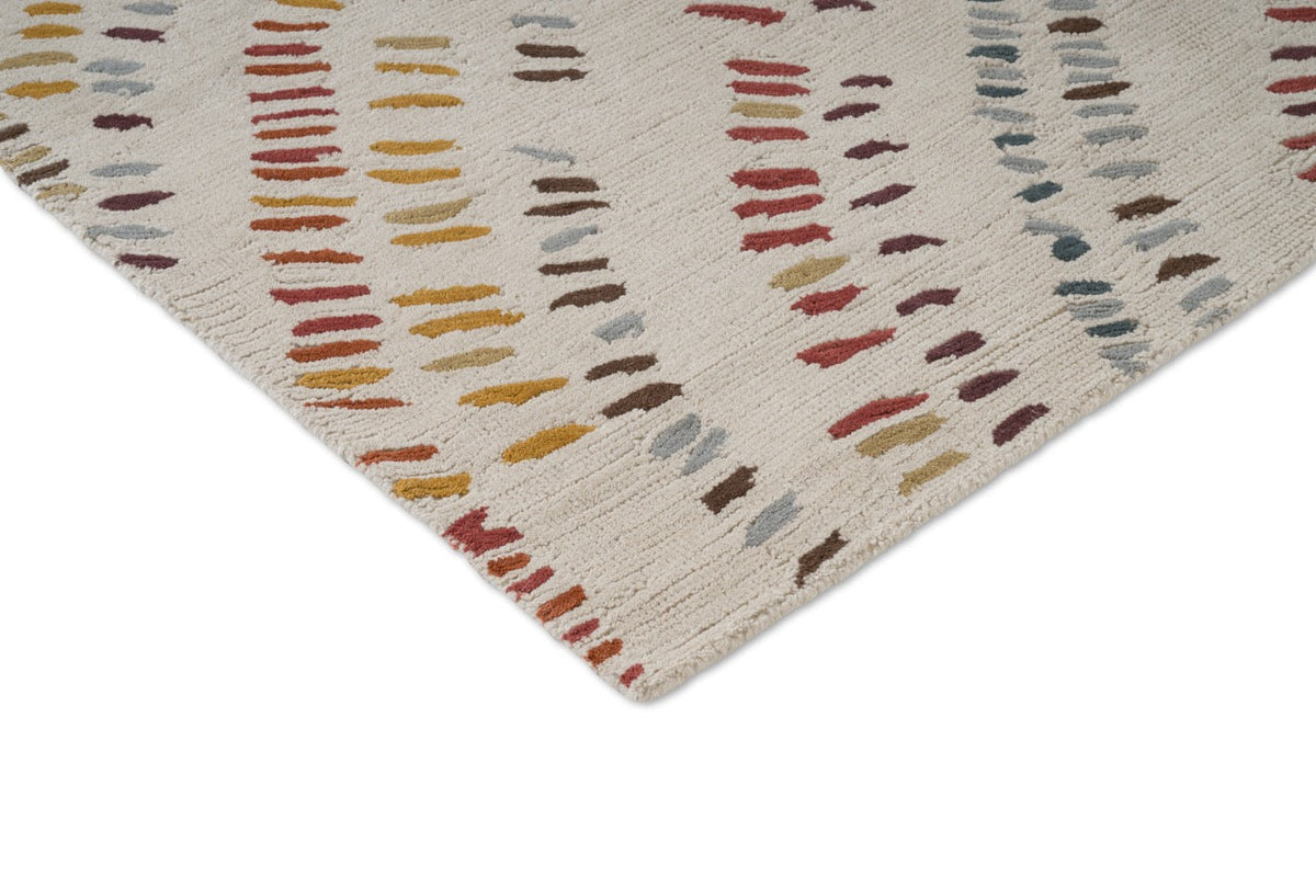 Tapis Harlequin Frescoes Amber, détail de l'angle et du poil