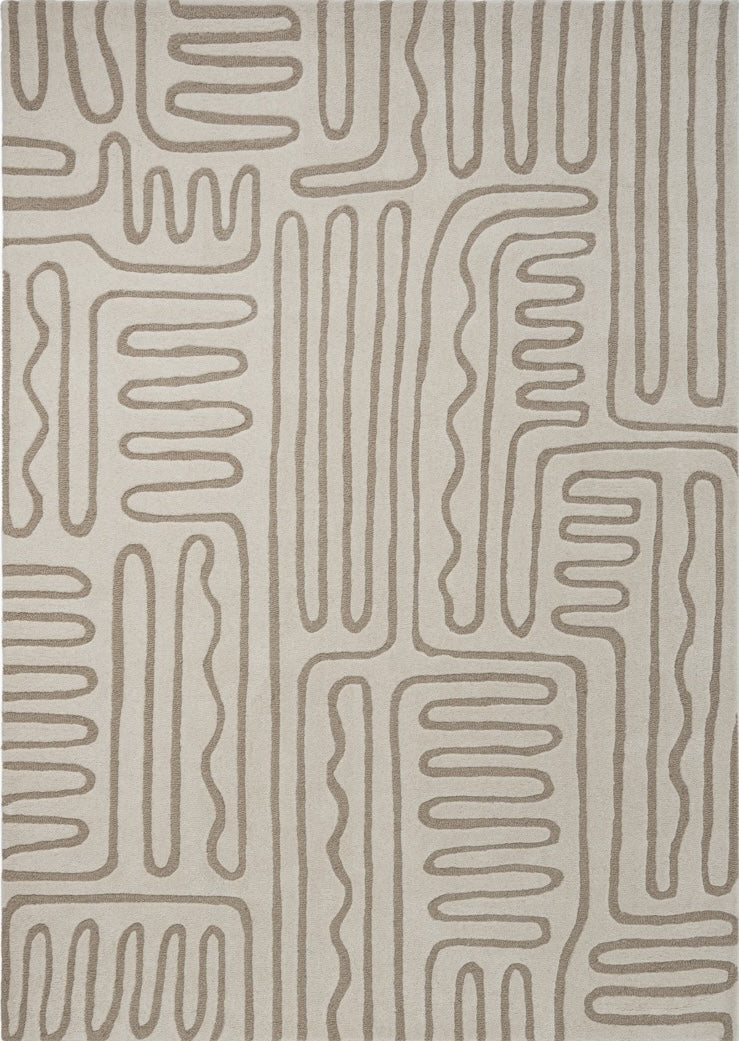 Tapis Harlequin Hollow Pebble ivoire aux lignes grège, vue de dessus
