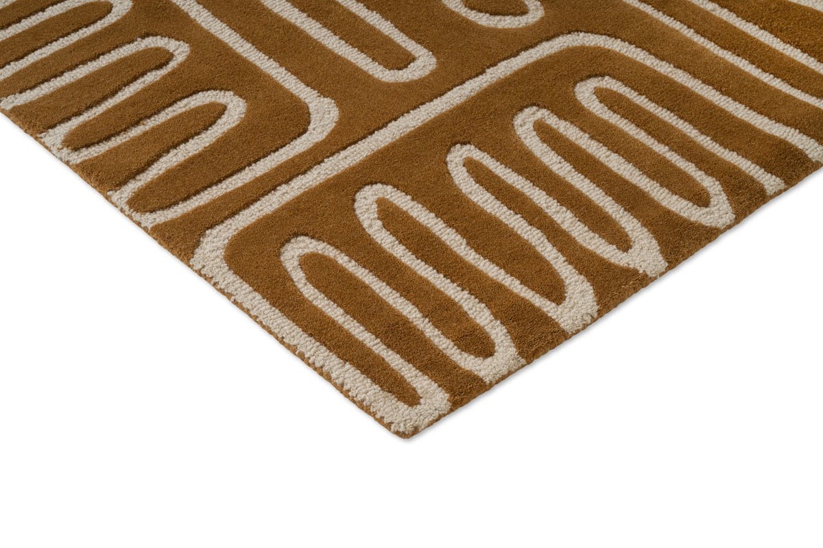 Tapis Harlequin Hollow Tan, détail de l'angle et du poil